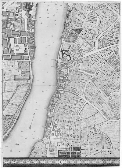 Karte von Lambeth und Vauxhall, London, 1746 von John Rocque